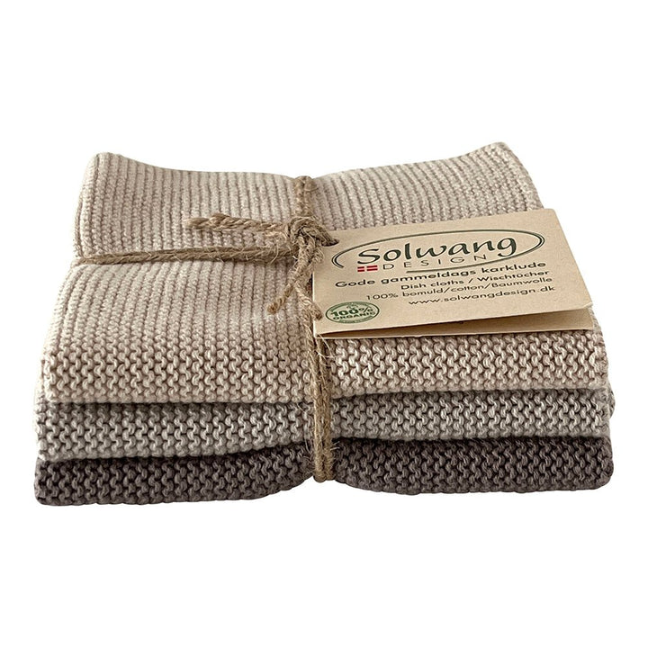 SOL - 14714886 - Solwang, 3 Stück gestrickte Wischtücher in Aschengrauer Kombi
