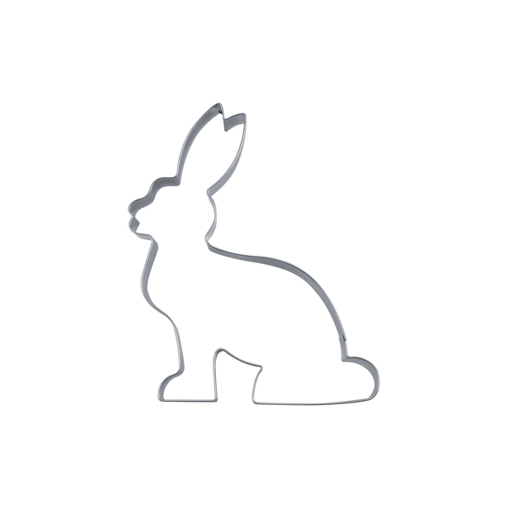 STA - 160409 - Städter, Ausstecher Hase sitzend auf Karte, Edelstahl, 6,5cm