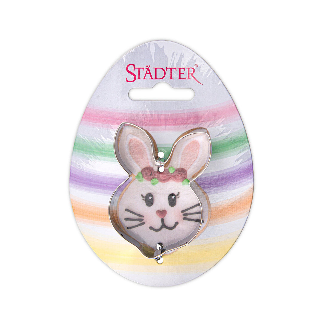 STA - 080059 - Städter, Ausstecher Hasengesicht auf Karte, Edelstahl 6,5cm