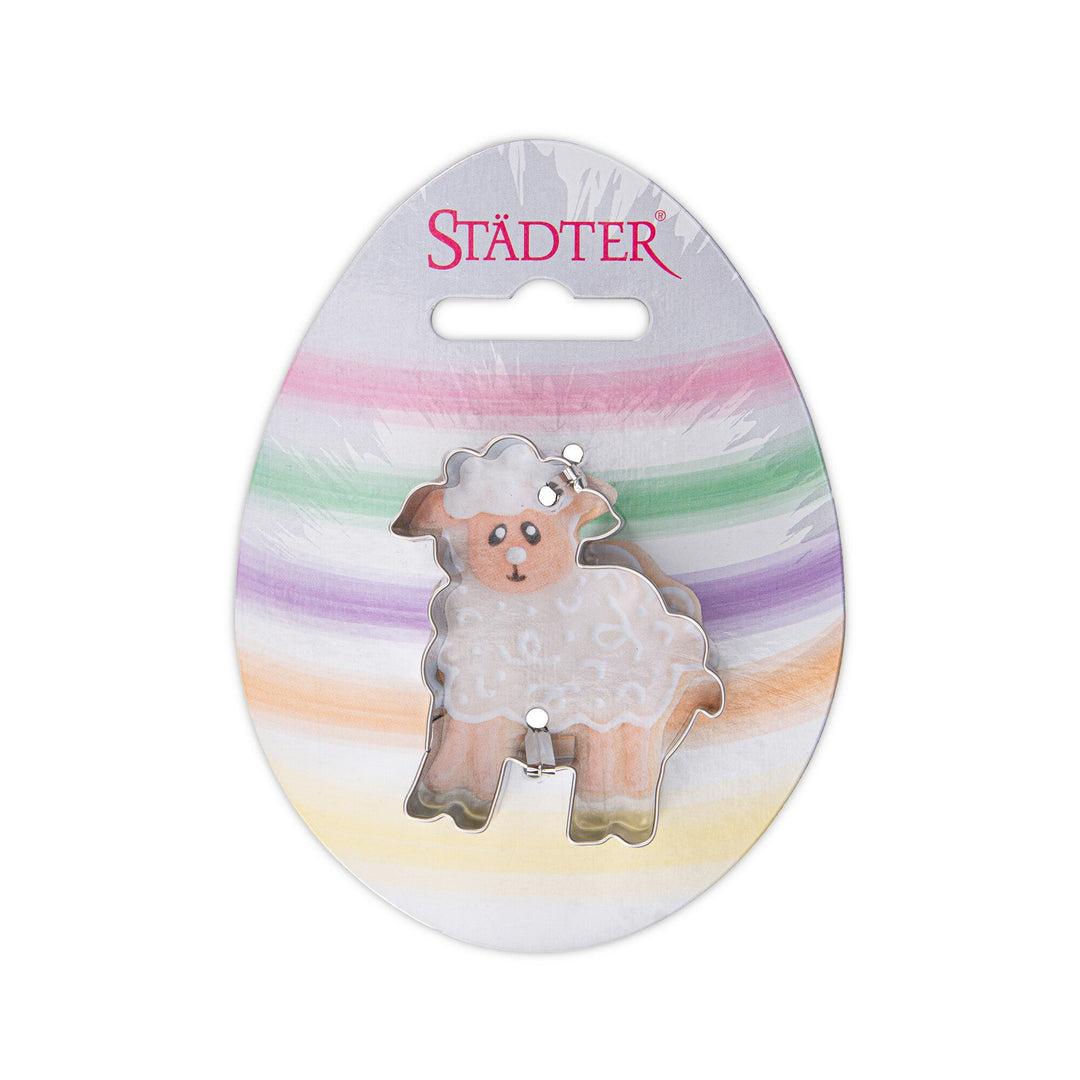 STA - 111098 - Städter, Ausstecher Lämmchen auf Karte, Edelstahl, 6,0cm
