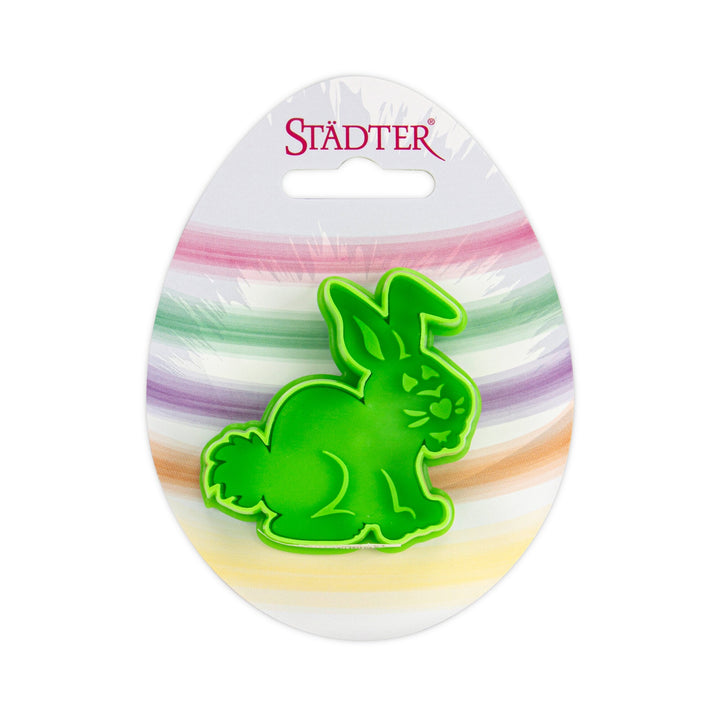 STA - 170668 - Städter, Präge - Ausstecher mit Auswerfer Hase auf Karte, grün, 6,0cm