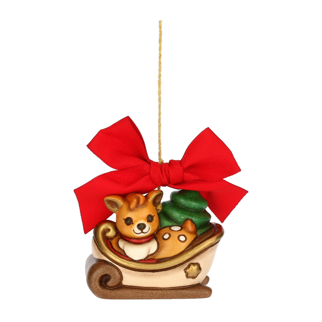 S3408A82 - Thun 'Ornament Schlitten, Rehkitz Amy limitiert 2024, Keramik'