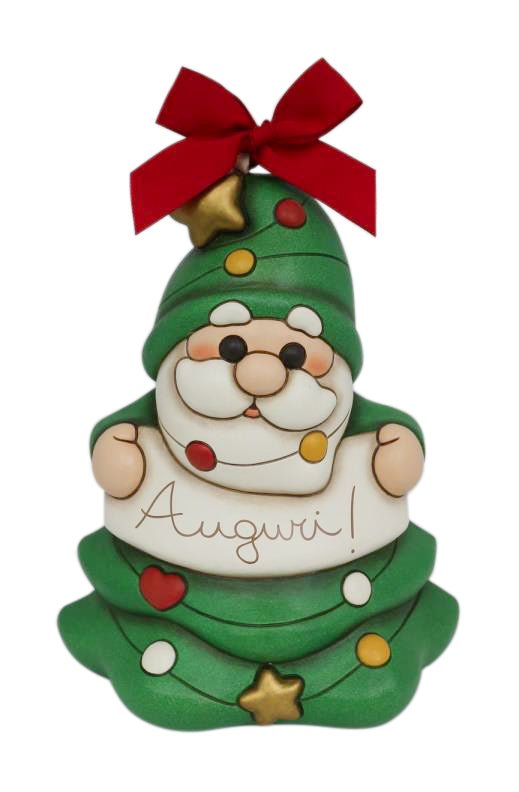 A1210A82 - Thun 'Zwerg Oliver mit Weihnachtsbaum mit Aufschrift Auguri, Keramik,'