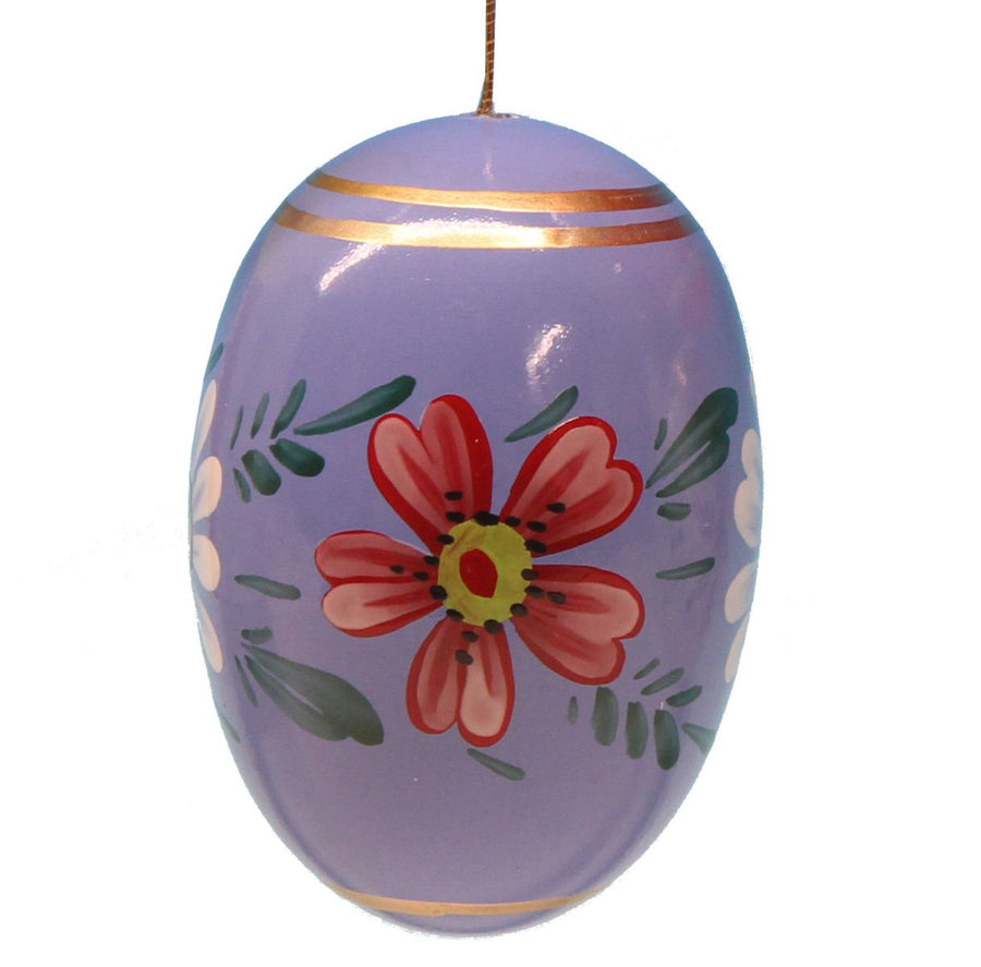 UHL - 224/020 - blau - Uhlig Holzkunst - Osterei mit Blumen 55 mm, handbemalt, Farbe blau
