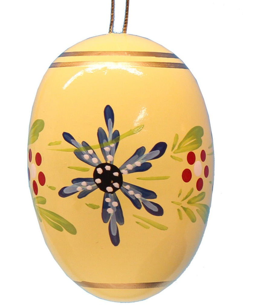 UHL - 224/020 - gelb - Uhlig Holzkunst - Osterei mit Blumen 55 mm, handbemalt, Farbe gelb