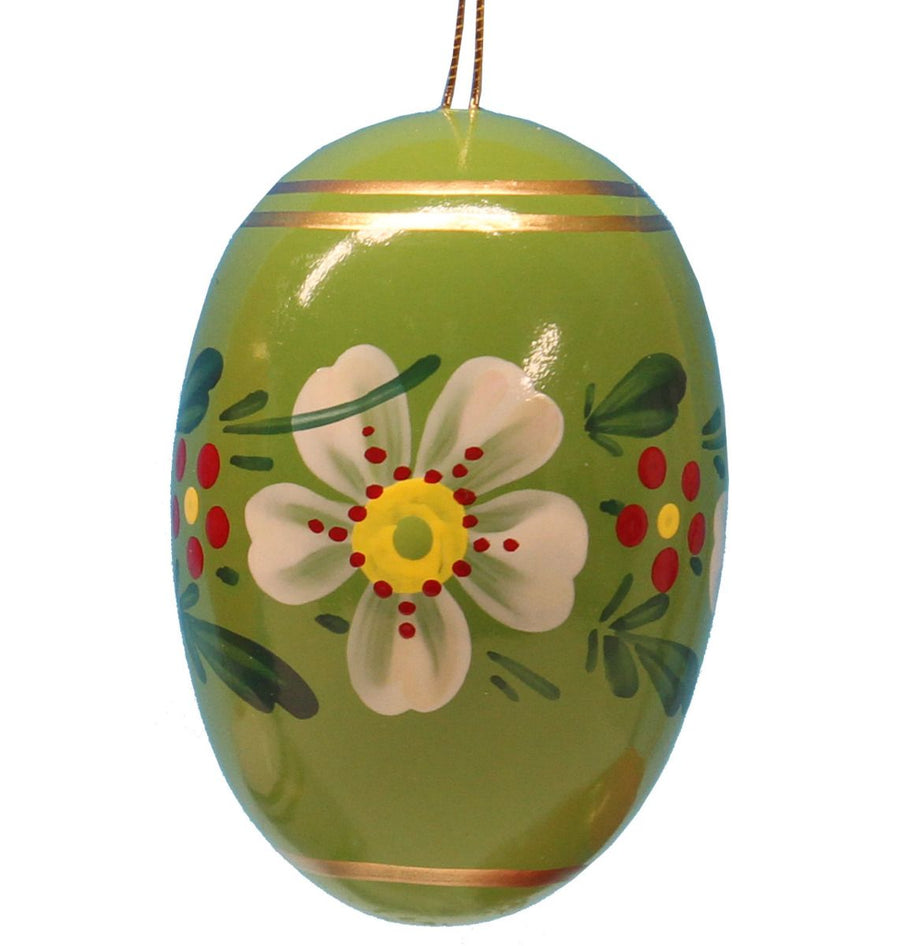 UHL - 224/020 - grün - Uhlig Holzkunst - Osterei mit Blumen 55 mm, handbemalt, Farbe grün