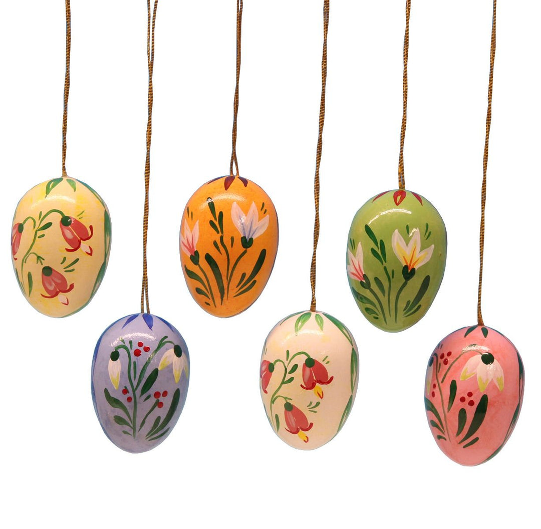 UHL - 224/751 - Uhlig Holzkunst - Ostereier mit Blumen - Motiven 3,5 cm, handbemalt, 6 verschiedene Farben im Satz