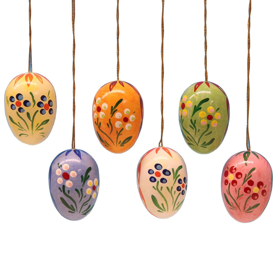 UHL - 224/752 - Uhlig Holzkunst - Ostereier mit Punkte - Blumen 3,5 cm, handbemalt, 6 versch. Farben im Satz