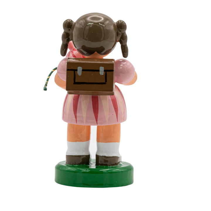 UHL-232/103/80 - Uhlig Holzkunst - Schulanfänger Mädchen mit Zuckertüte und Ranzen - 6,0cm