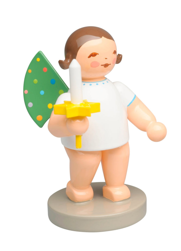 WUK - 650/2024/WCF/LE - blond - Kerze - links - Wendt & Kühn 'Engel mit farbigen Flügelpunkten, 25 Jahre - 6cm' 2024