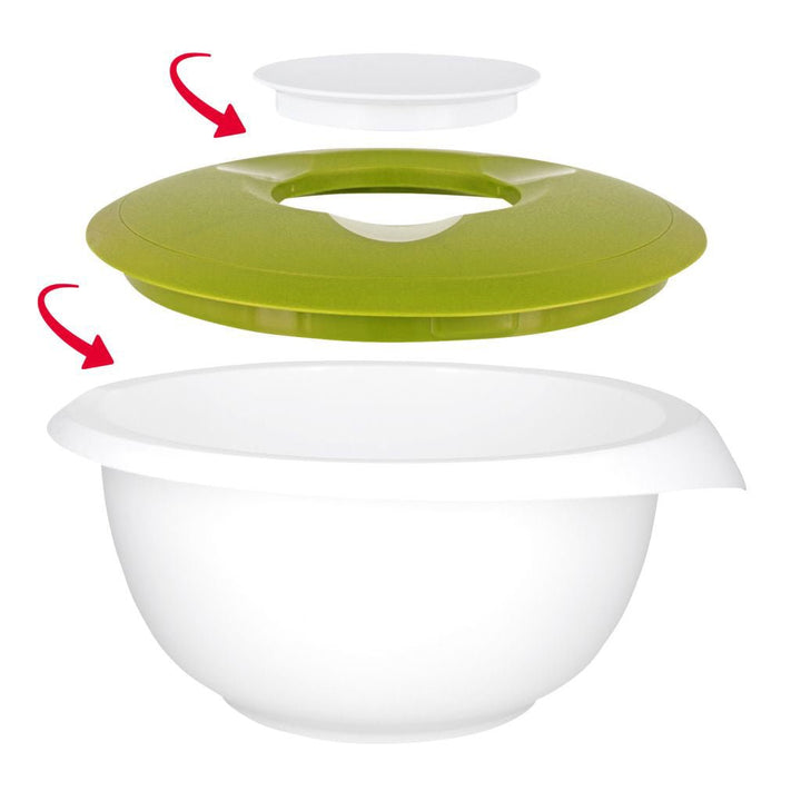 WST - 3155227A - Westmark, Rührschüssel mit zweigeteiltem Deckel 3,5l - weiß/apfelgrün