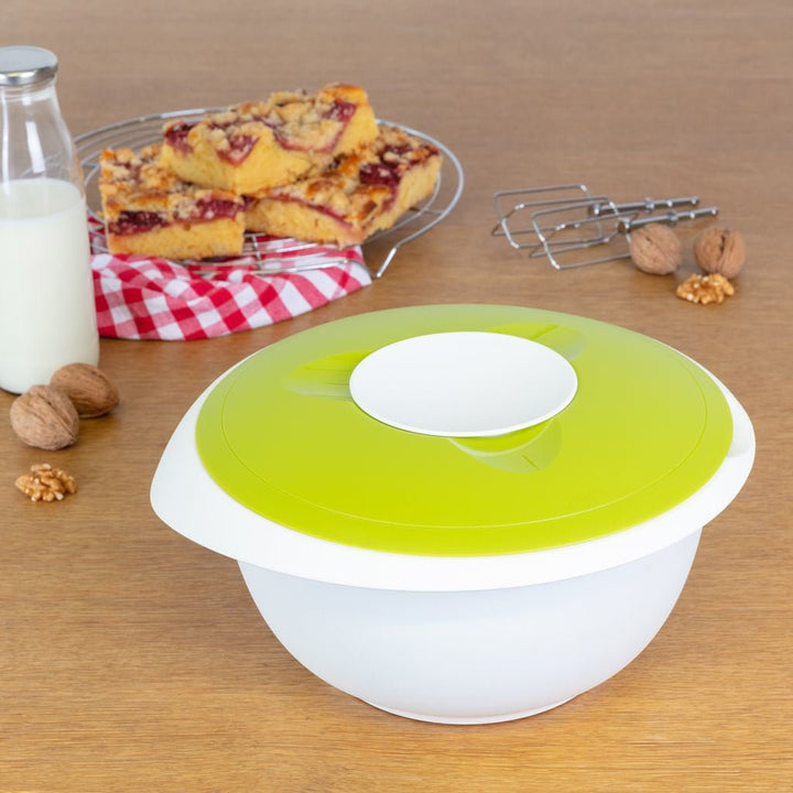 WST - 3155227A - Westmark, Rührschüssel mit zweigeteiltem Deckel 3,5l - weiß/apfelgrün