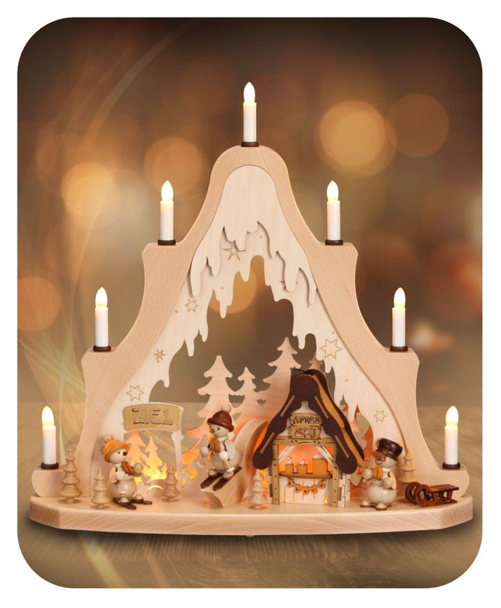 ZEI - 1521 - Zeidler Holzkunst - Schwibbogen Spitze - Apres Ski mit Schneemännern - 50cm