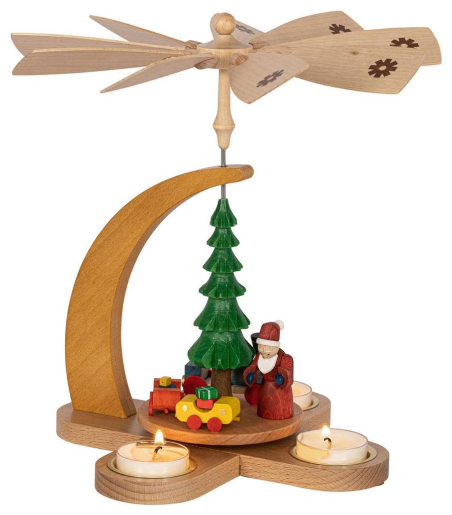 RGL - 15873 - Glässer Volkskunst 'Pyramide Weihnachtsmann mit Zug für Teelichter' 27cm