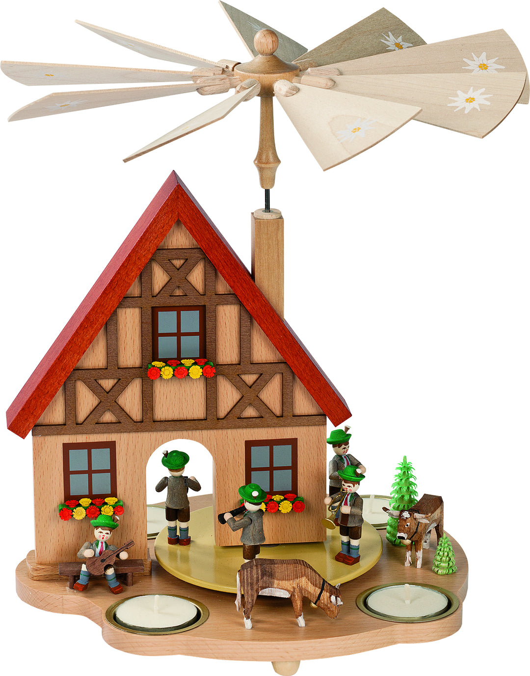 RGL - 16241 - Glässer Volkskunst 'Tischpyramide Haus Bayern' 29cm
