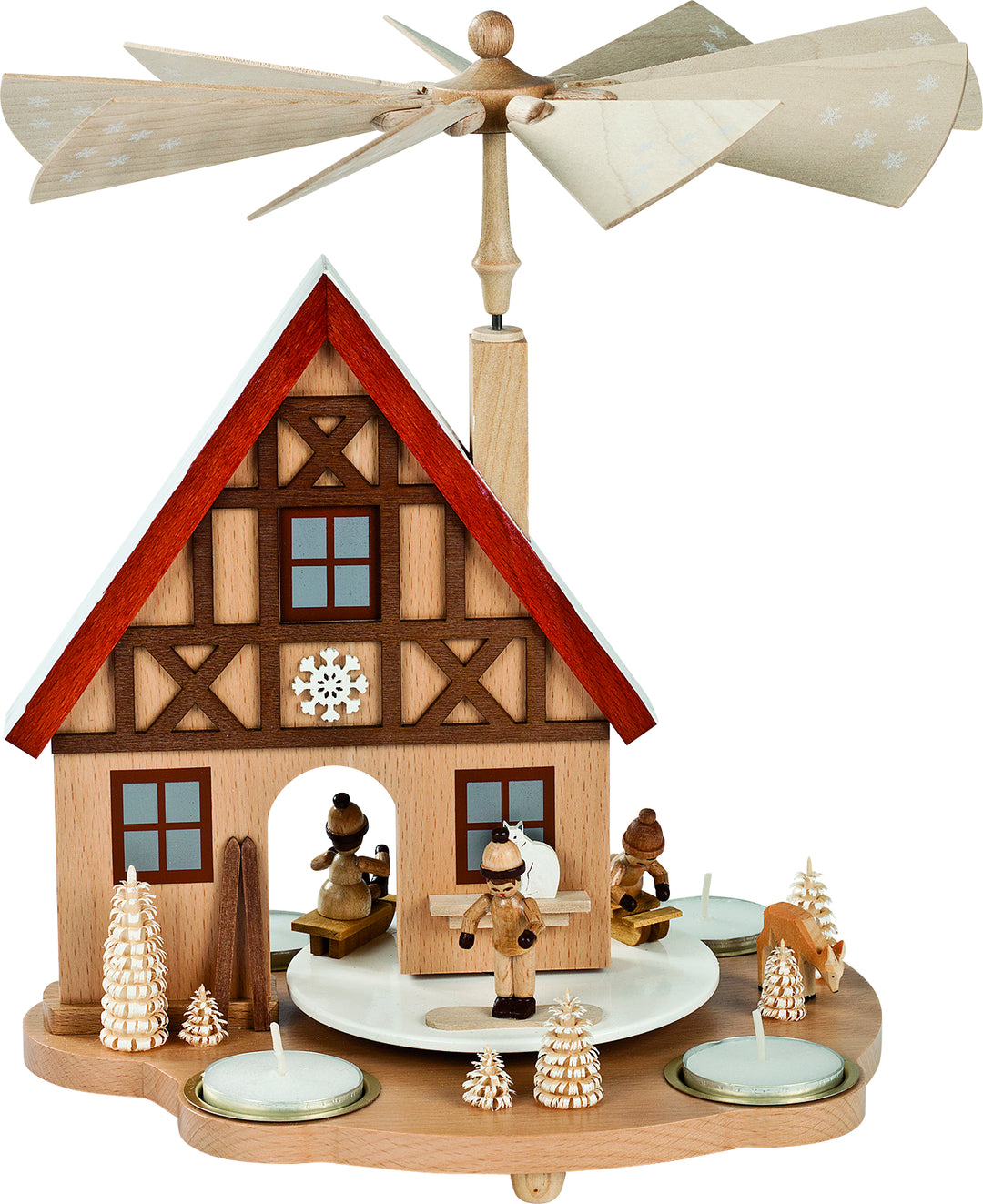 RGL - 16244 - Glässer Volkskunst 'Tischpyramide Haus Winterkinder' 29cm