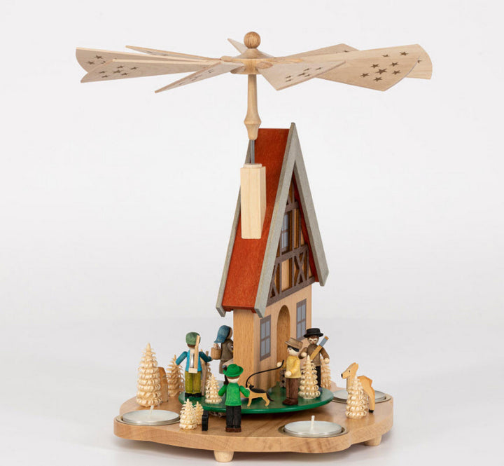 RGL - 16255 - Glässer Volkskunst 'Tischpyramide Haus Forsthaus' 29cm