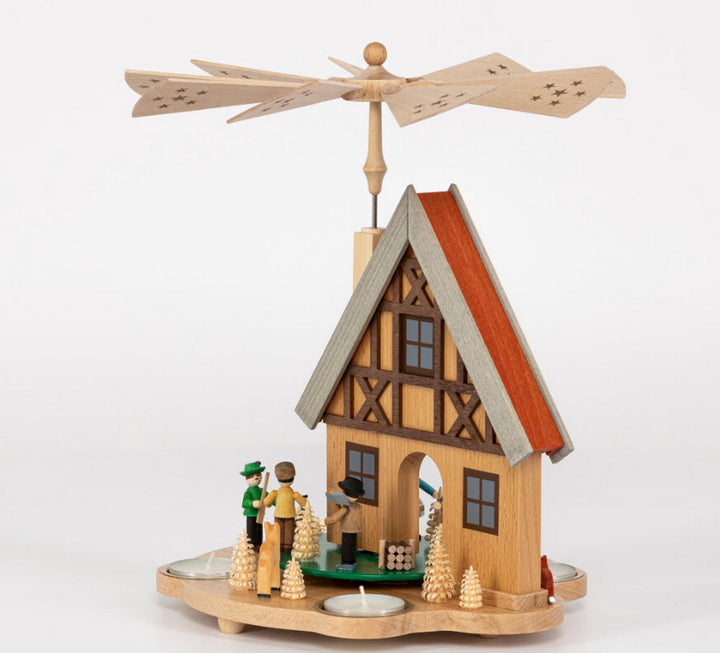 RGL - 16255 - Glässer Volkskunst 'Tischpyramide Haus Forsthaus' 29cm