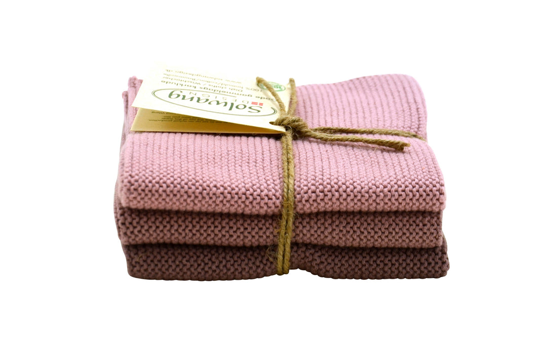 Solwang Wischtücher '3 Stück gestrickte Wischtücher' Staubig Rosa kombi