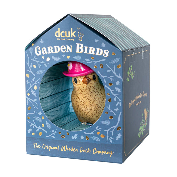 dcuk - BIR02P - dcuk - Gartenvogel mit fuschiafarbenem Hut - h 10 cm