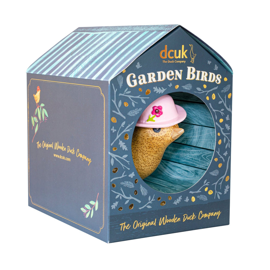 dcuk - BIR01P - dcuk - Gartenvogel mit rosafarbenem Hut - h 10 cm