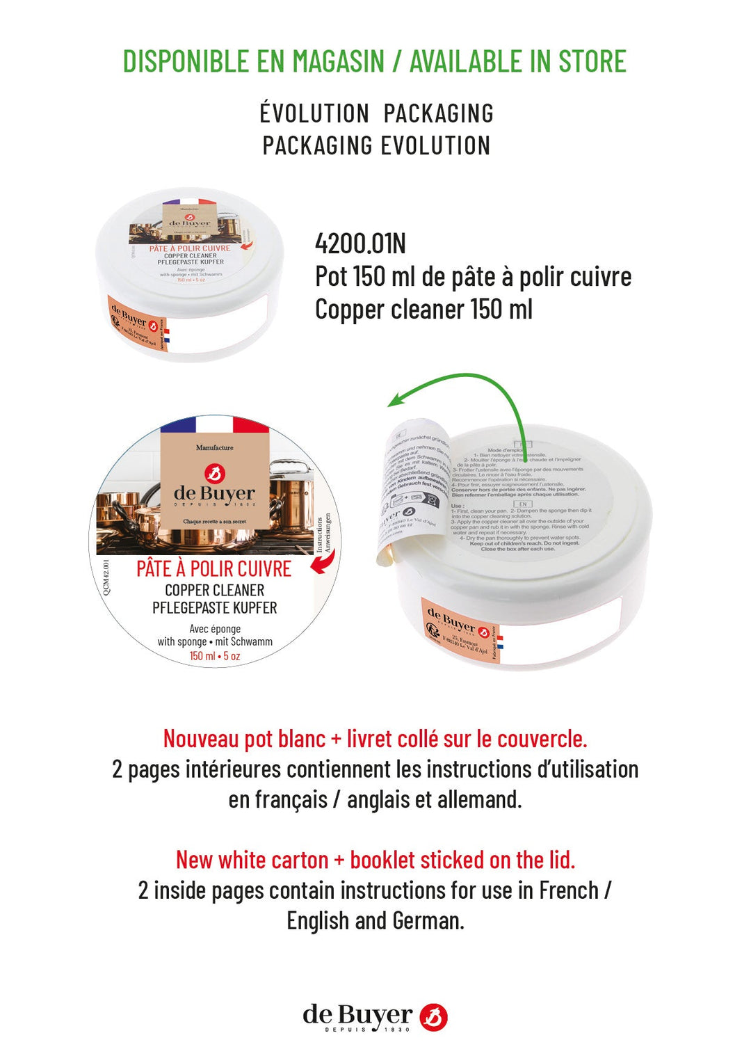 DEB - 4200.01N - de Buyer 'Pflegepaste für Kupfer 150ml'