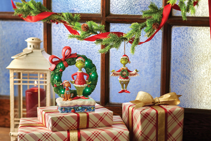 6015210 - Der Grinch & Max Leuchtender Kranz - 21cm, Jim Shore 2024