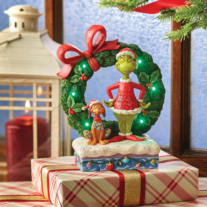 6015210 - Der Grinch & Max Leuchtender Kranz - 21cm, Jim Shore 2024