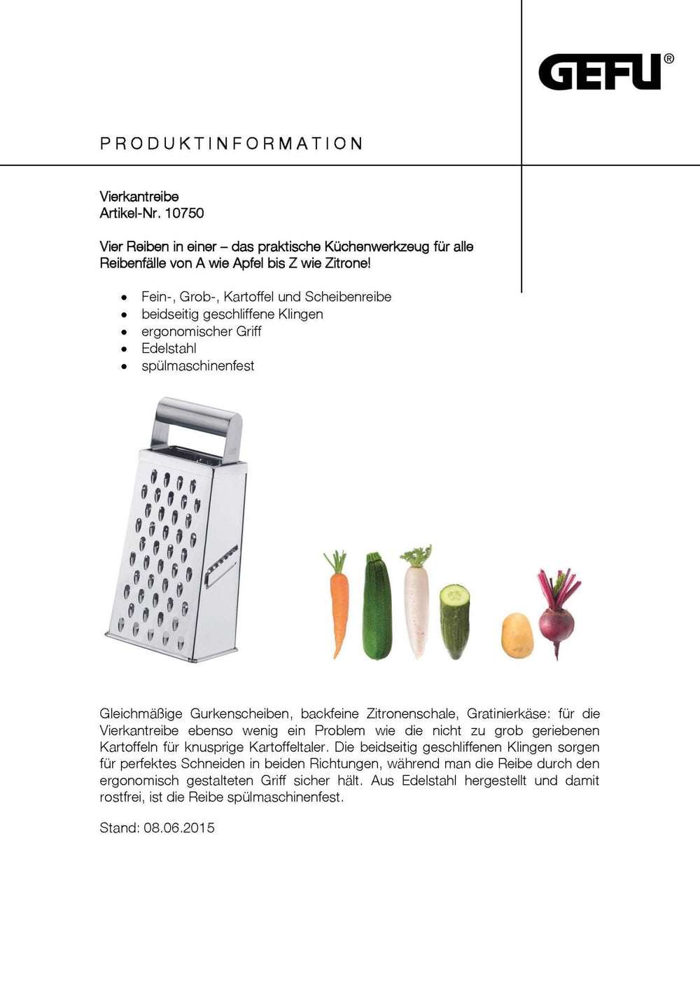 GE10750 - GEFU 'Vierkantreibe CUBO - Reiben | Hobeln'