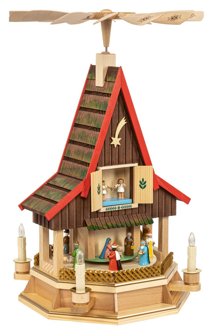 RGL - 19080 - Glässer Volkskunst Adventshaus Christi Geburt, elektrisch, 53cm