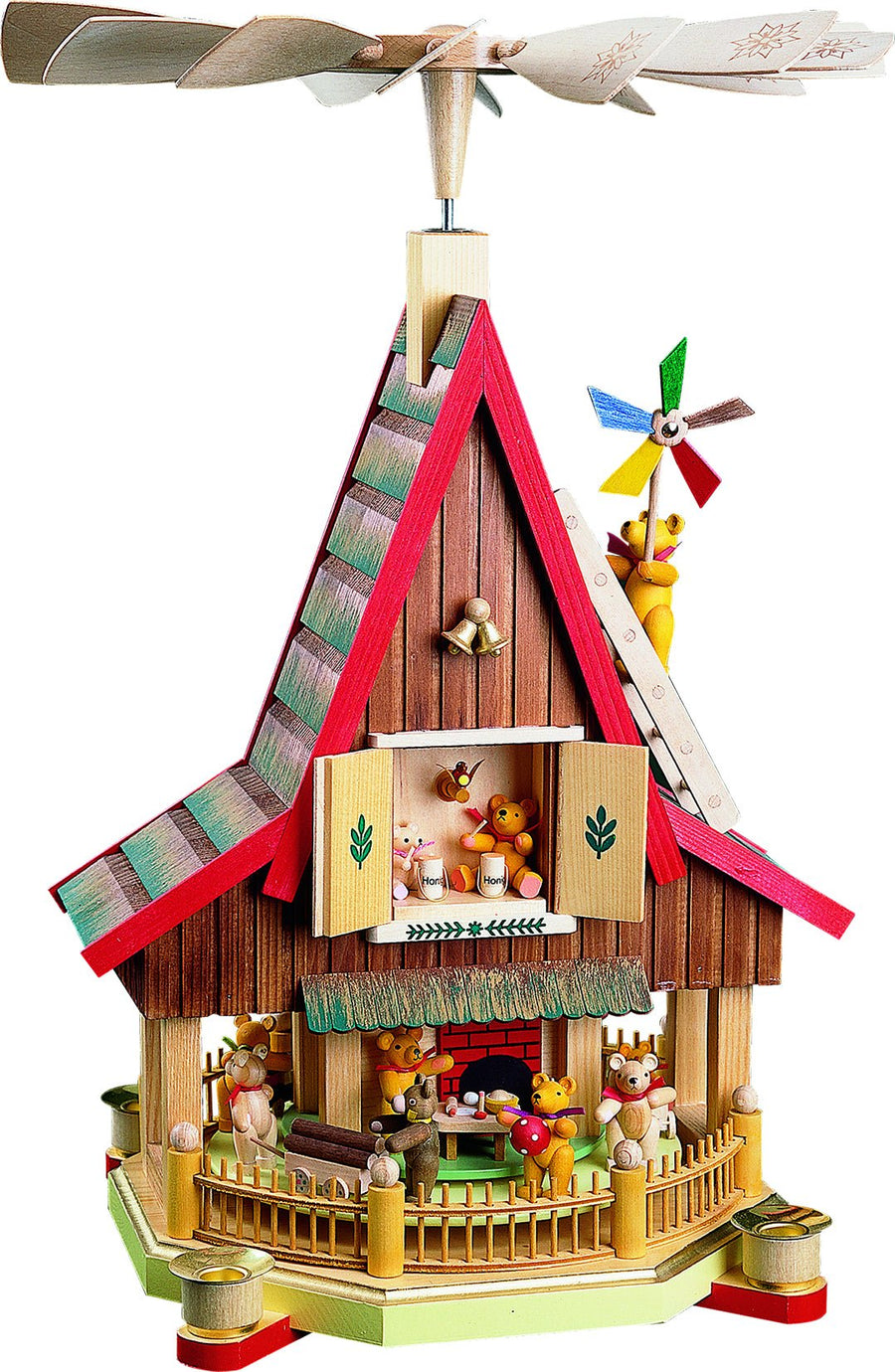 RGL - 09084 - Glässer Volkskunst Adventshaus Bärenhaus, 53cm