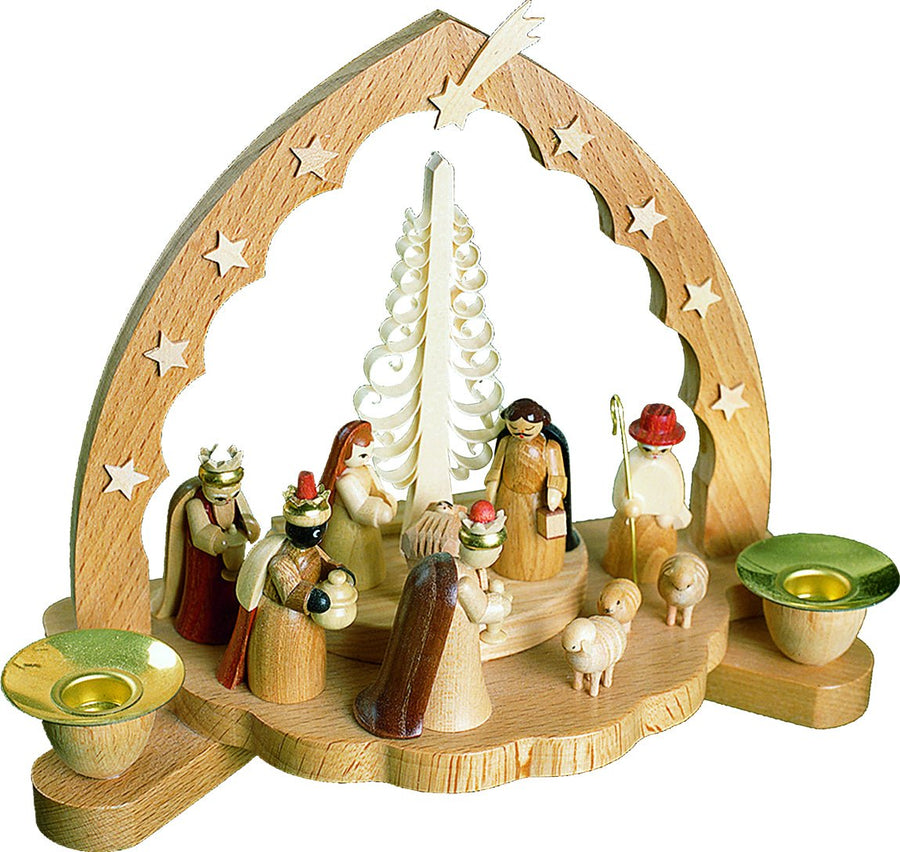 RGL - 17535 - Glässer Volkskunst 'Kerzenhalter Christi Geburt' 17cm