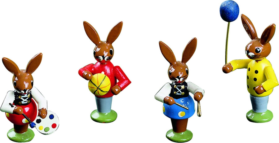 RGL - 13070 - Glässer Volkskunst 'Osterhasenkinder 4 Hasen spielend - 5cm'