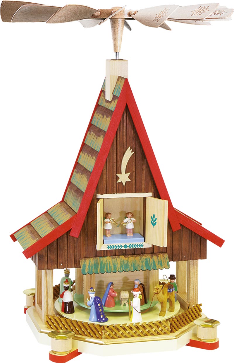 RGL - 09080 - Glässer Volkskunst Adventshaus Christi Geburt, 53cm