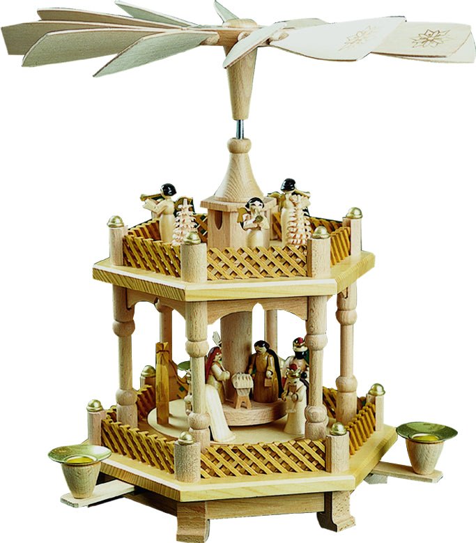 RGL - 01671 - Glässer Volkskunst 'Pyramide Christi Geburt 1 - stöckig natur' 33cm