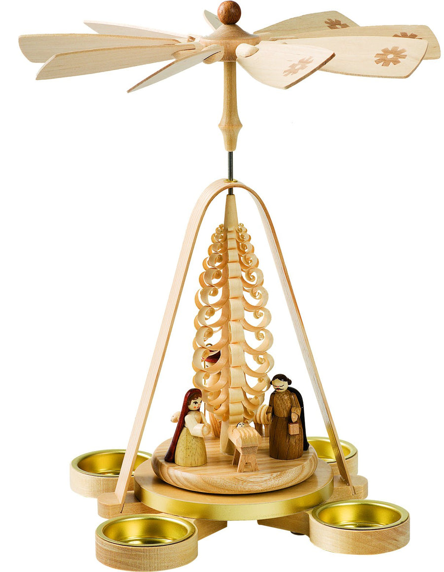 RGL - 16688 - Glässer Volkskunst 'Pyramide Christi Geburt für Teelichter' 28cm