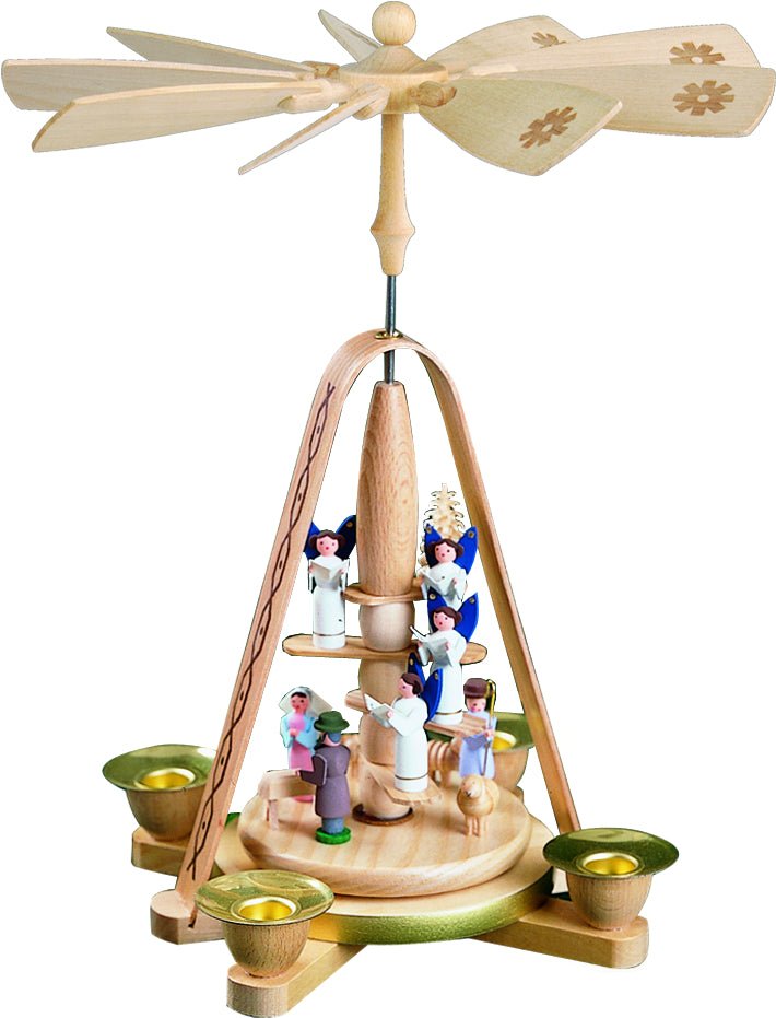 RGL - 16618 - Glässer Volkskunst 'Pyramide Engeltreppe mit Christi Geburt' 28cm