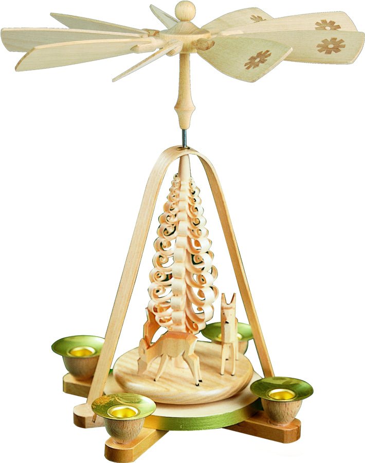 RGL - 01662 - Glässer Volkskunst 'Pyramide Rehe Kerzenhalter' 28cm