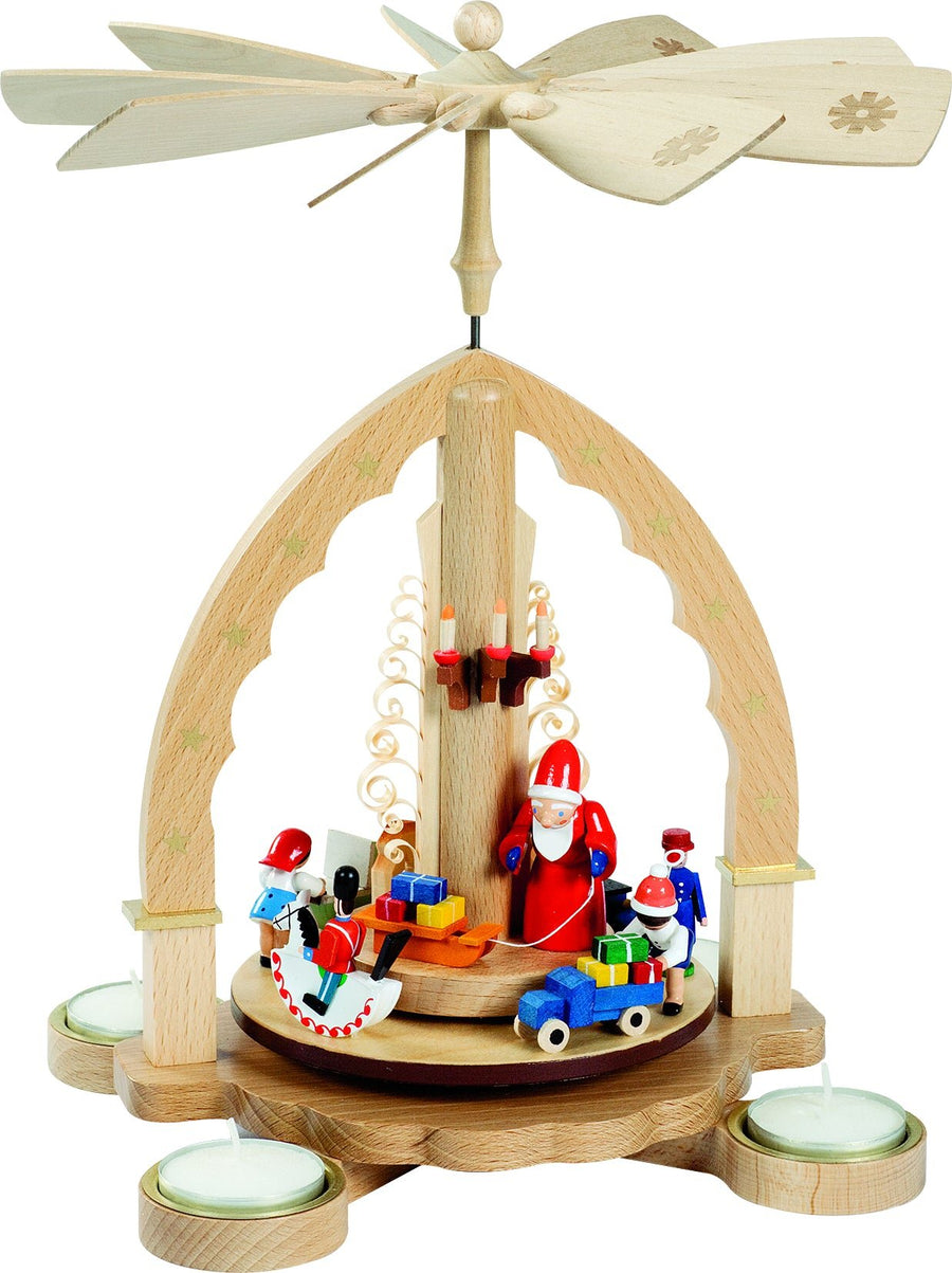 RGL - 16097 - Glässer Volkskunst 'Pyramide Weihnachtsbescherung, natur, für Teelichter' 27cm