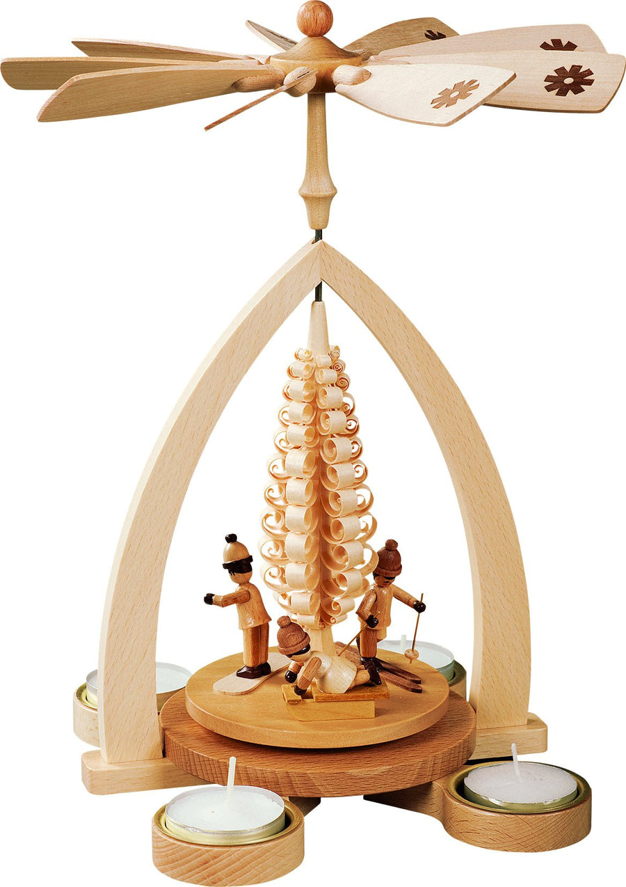RGL - 15651 - Glässer Volkskunst 'Pyramide Winterkinder für Teelichter' 28cm