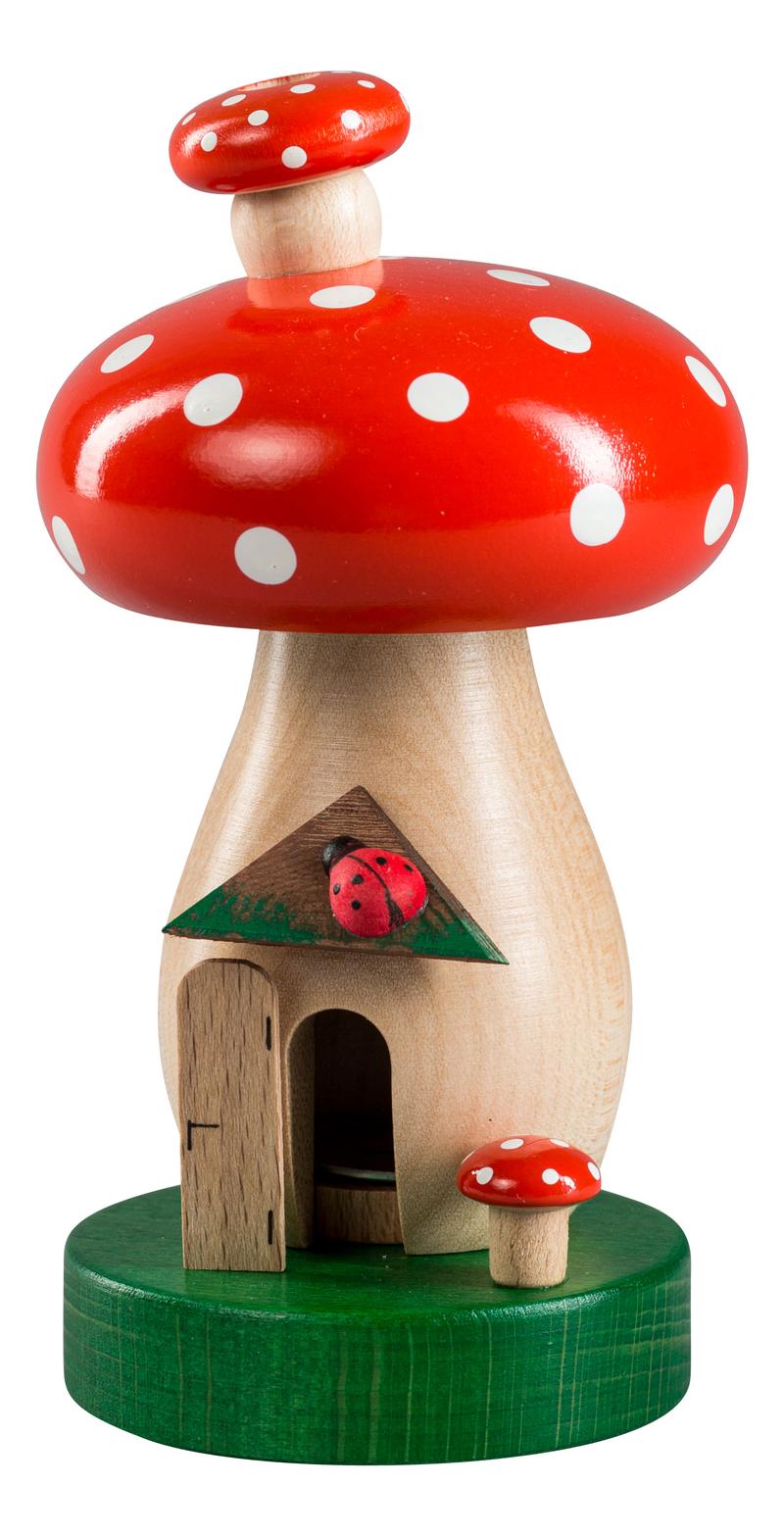RGL - 26528 - Glässer Volkskunst 'Räuchernder Fliegenpilz' 14cm