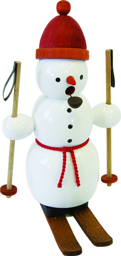 RGL - 26059 - Glässer Volkskunst 'Rauchmann Schneemann auf Skiern' 13cm