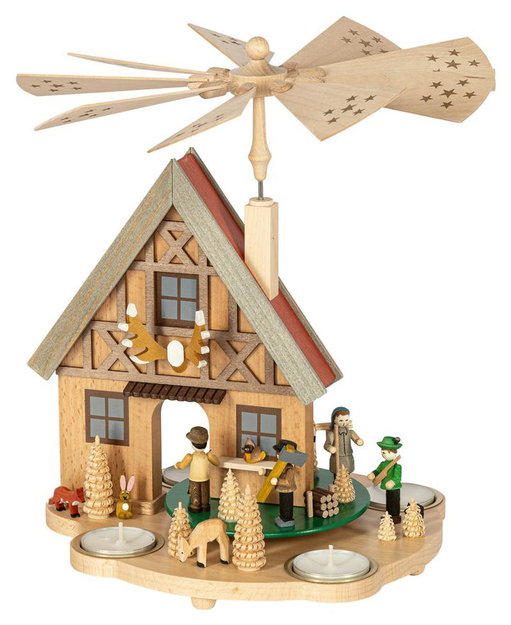 RGL - 16255 - Glässer Volkskunst 'Tischpyramide Haus Forsthaus' 29cm