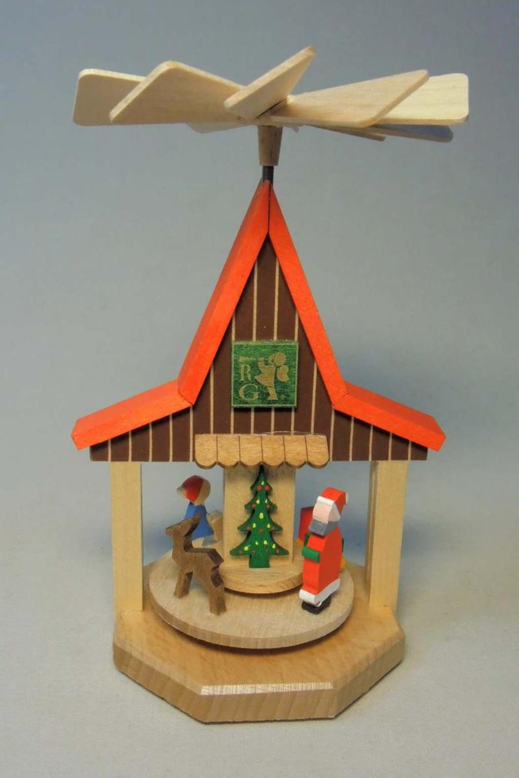 RGL - 01753 - Glässer Volkskunst 'Wärmespiel Haus Weihnachtsmann' 13cm