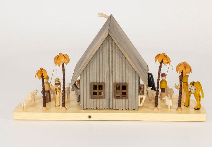 RGL - 17525 - Glässer Volkskunst 'Weihnachtskrippe Christi Geburt, elektrisch' 24x50cm