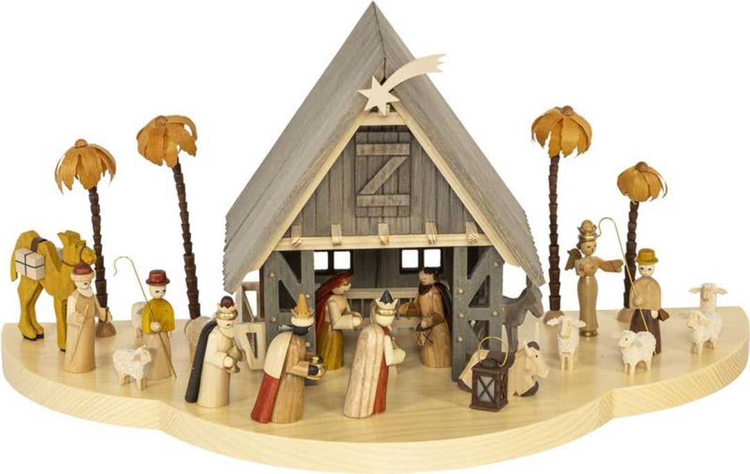 RGL - 17525 - Glässer Volkskunst 'Weihnachtskrippe Christi Geburt, elektrisch' 24x50cm