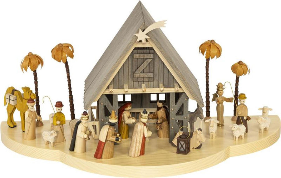 RGL - 17525 - Glässer Volkskunst 'Weihnachtskrippe Christi Geburt, elektrisch' 24x50cm