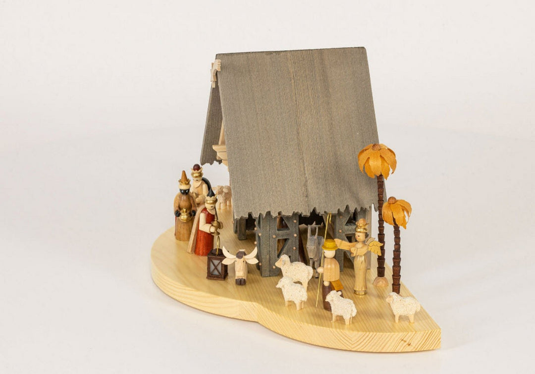 RGL - 17525 - Glässer Volkskunst 'Weihnachtskrippe Christi Geburt, elektrisch' 24x50cm