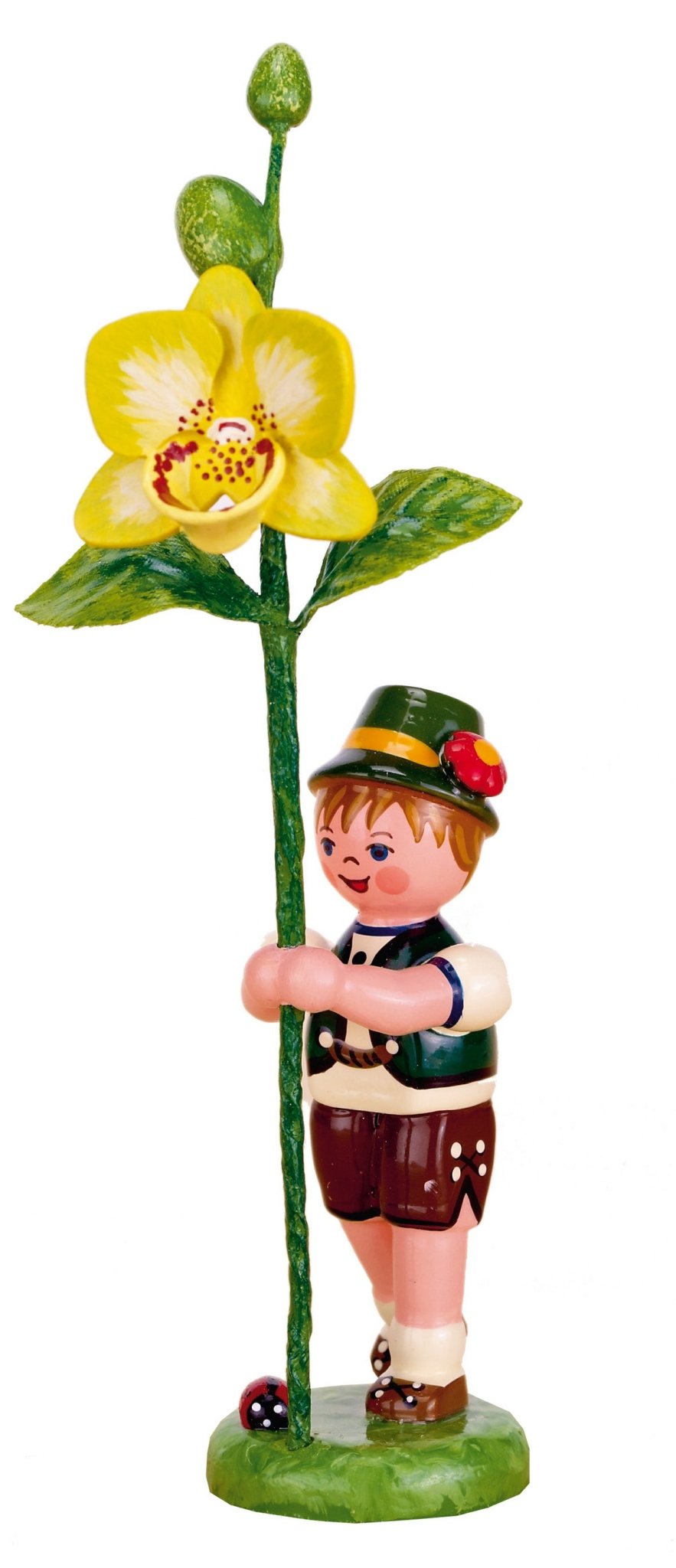 HUB - 308h0011 - Hubrig Volkskunst 'Blumenkinder Junge mit Orchidee - 11cm'