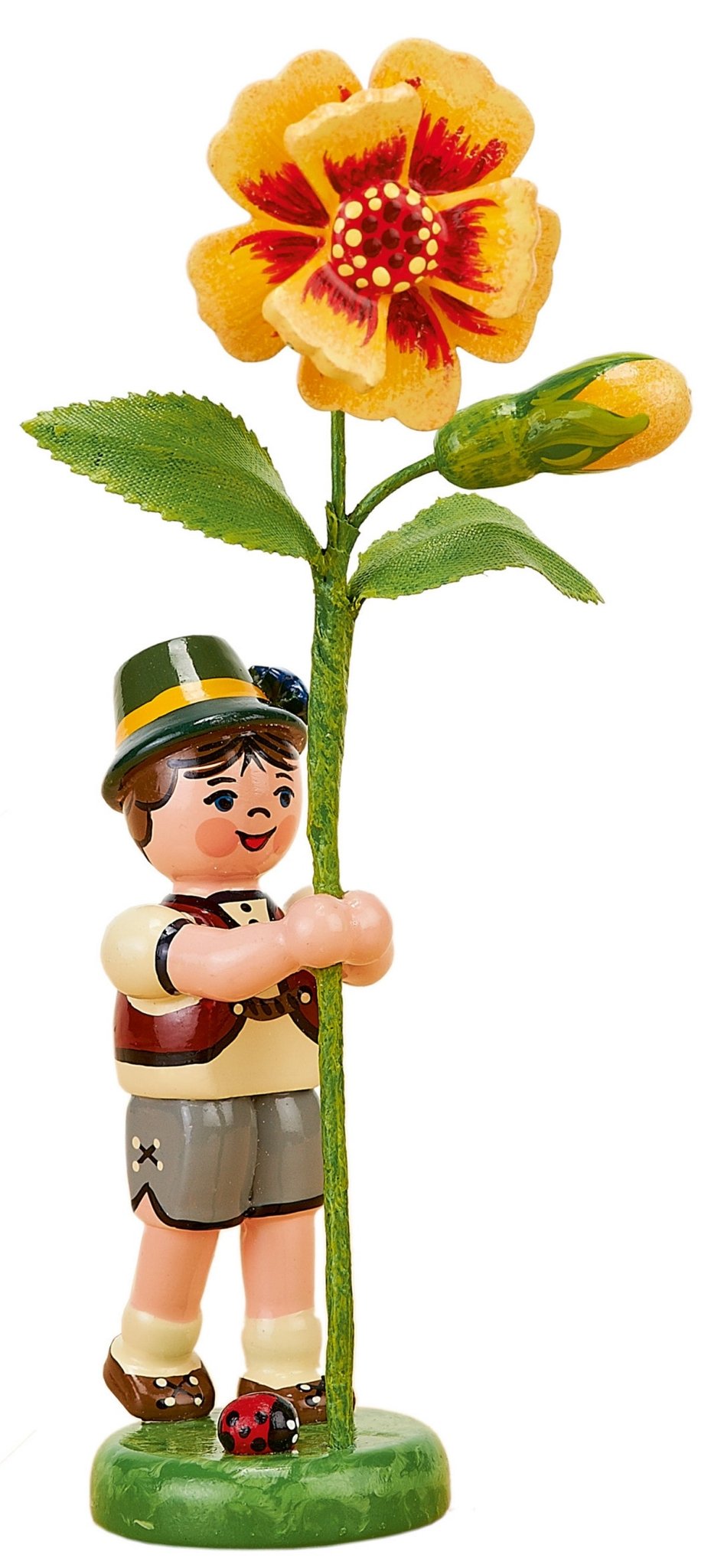HUB - 308h0012 - Hubrig Volkskunst 'Blumenkinder Junge mit Tagetes - 11cm'